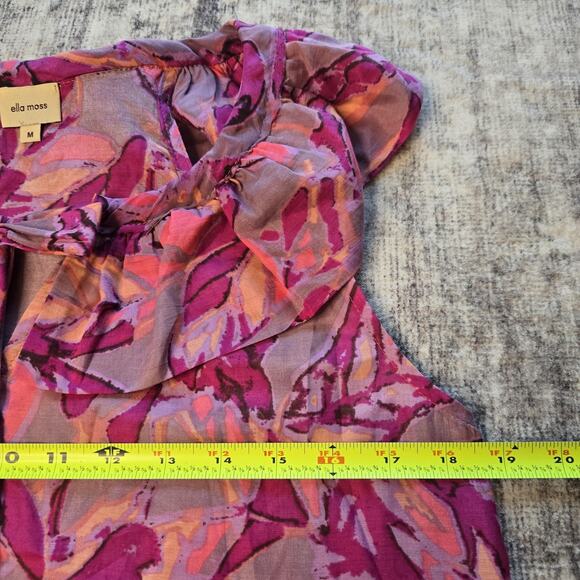 Ella Moss Silk Top Womens Medium Sleeveless Ruffle Floral Coquette Feminine Work - Picture 7 of 10